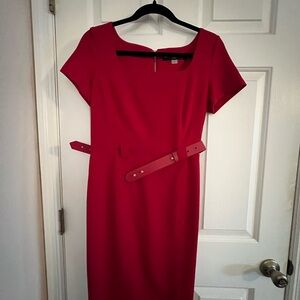 Red dress with belt